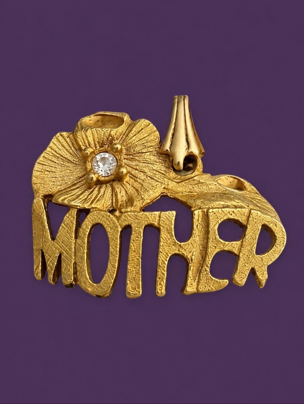 Vintage Estate Mother Floral Crystal Pendant